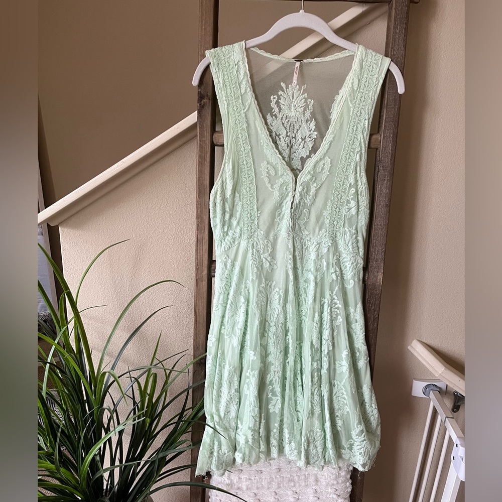 Free People Reign Over Me Mini Dress Mint